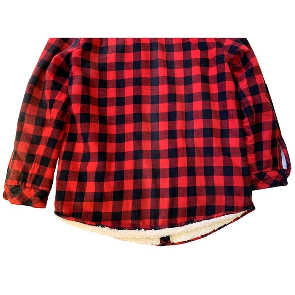 Zara Coat Jacket Women XL  Fleece Lined Flannel Buffalo Plaid Red Black Relaxed - Picture 9 of 12